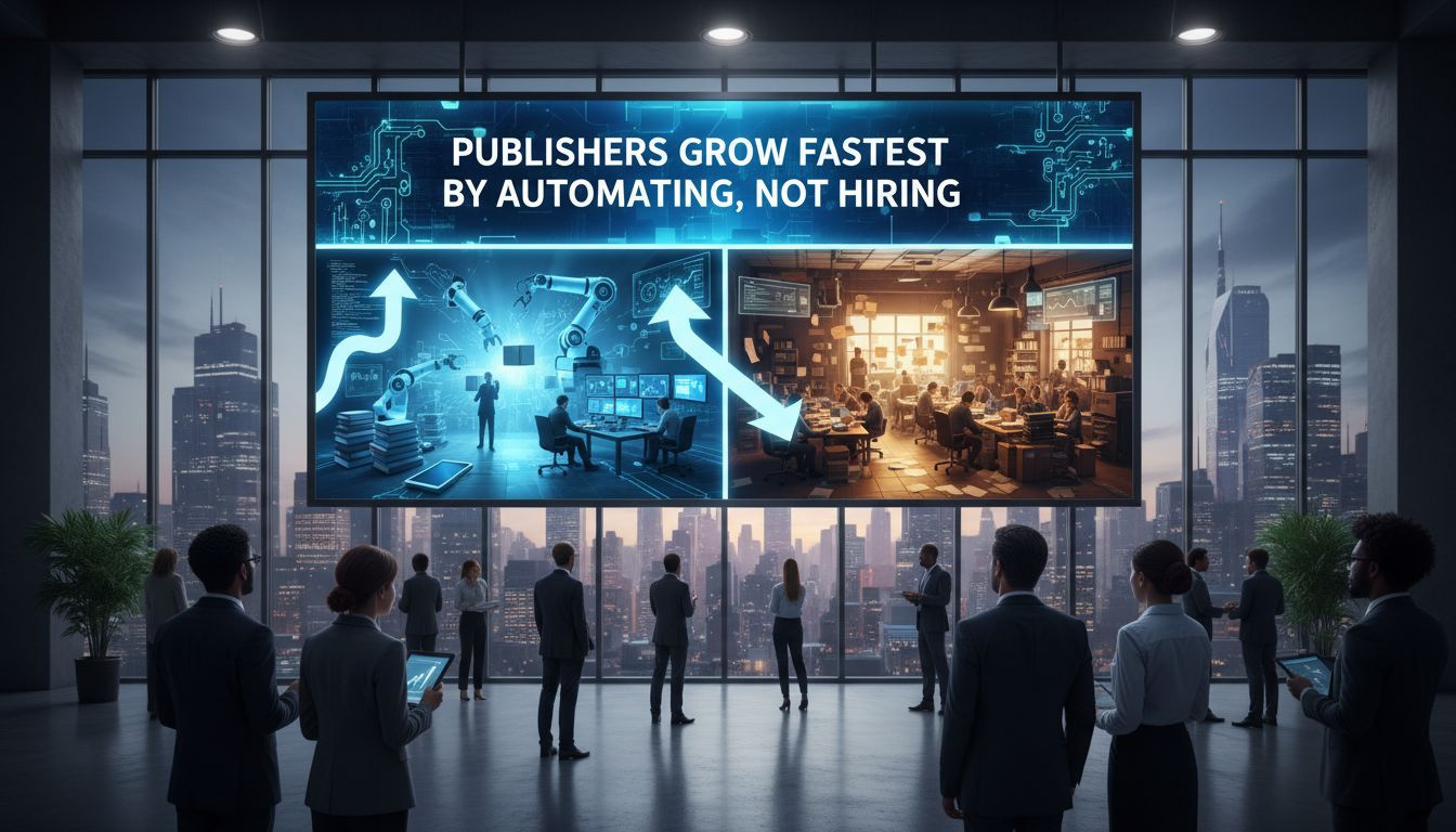 Publishers use automation systems to write, optimize, publish, and monetize at scale, boosting speed and SEO